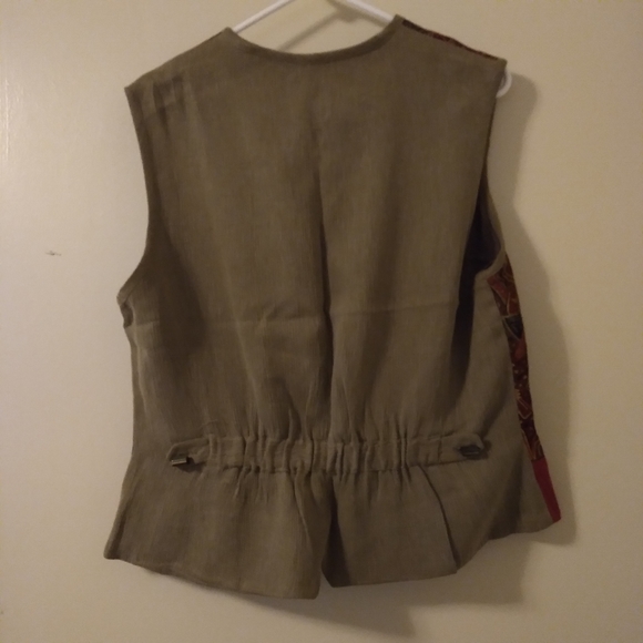 Vintage Canvasbacks Tencil & Linen Palm Trees Vest Size Large - Picture 7 of 14